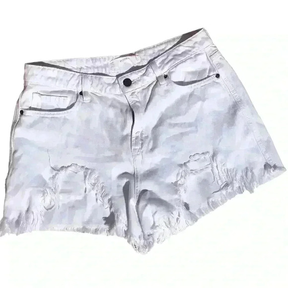HIDDEN WHITE HIGH WAIST FRAYED HEM R  CUTOFF SHORTS SIZE MEDIUM - Picture 3 of 13